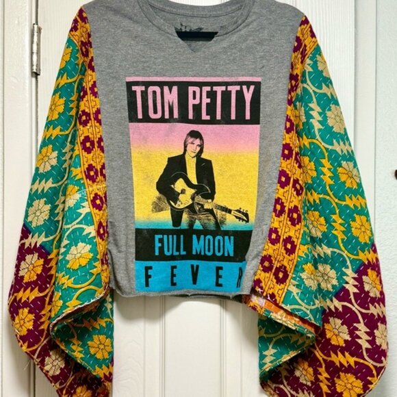 Tom Petty Graphic Tee with Colorful Kimono Sleeves - Picture 1 of 7